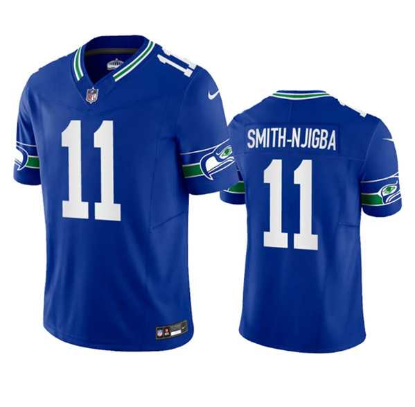 Mens Seattle Seahawks #11 Jaxon Smith-Njigba Royal 2023 F.U.S.E. Vapor Limited Throwback Stitched Jersey->seattle seahawks->NFL Jersey